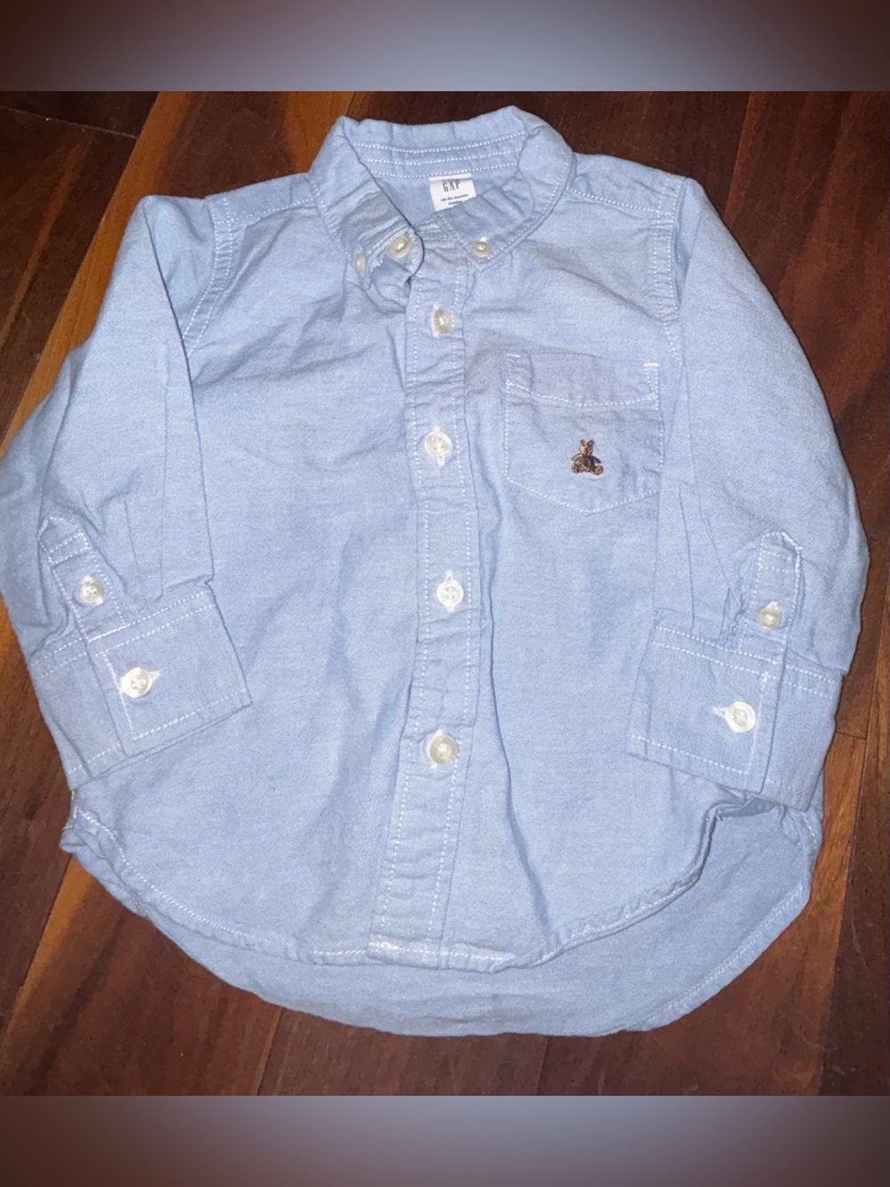 GAP Light Blue Boys' Button-Down Shirt with Pocket Logo